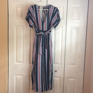 Red white and blue-striped romper